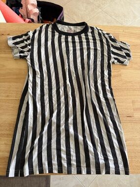 Nora Madison Designs Black and White Vertical Stripe PJ dress